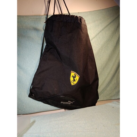 Puma Ferrari Drawstring Bag: Black Scuderia Ferrari Draw String Bag by Puma - Picture 1 of 3